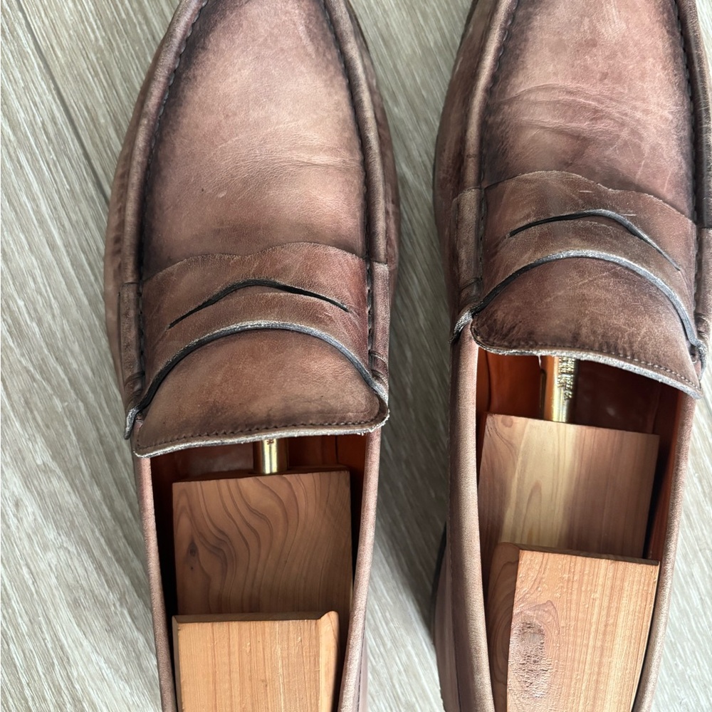 Santoni Tan Leather Men's Loafers